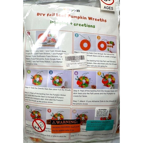 DIY 12 Sets Fall Leaf Pumpkin Wreath Imagine Creations Kids Crafts School Proj - Picture 1 of 3